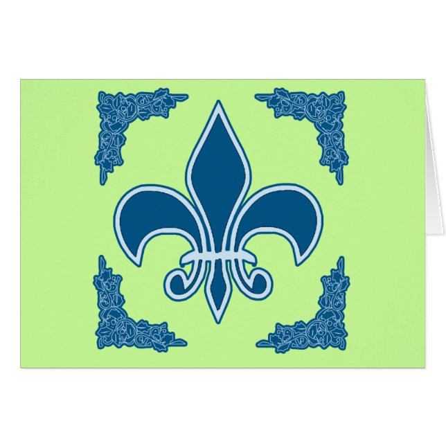 Blue Fleur de Lis met  grens (Voorkant Horizontaal)