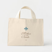 Blue Fleur de Lis Moeder van de Bruid Initiaal Mini Tote Bag (Voorkant)