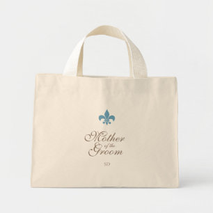 Blue Fleur de Lis Moeder van de bruidegom Initiaal Mini Tote Bag