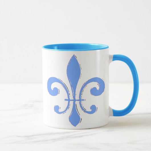 Blue Fleur De Lis Mok (Rechts)