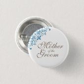 Blue Fleur de Lis Script Moeder van de bruidegom Ronde Button 3,2 Cm (Voorkant /achterkant)