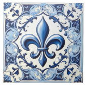 Blue Fleur de Lis Tegel - Backsplash Keramische Te Tegeltje (Voorkant)