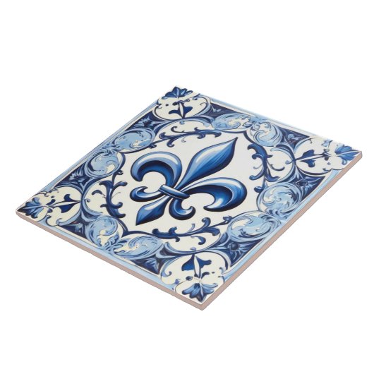 Blue Fleur de Lis Tegel - Backsplash Keramische Te Tegeltje (Zijkant)