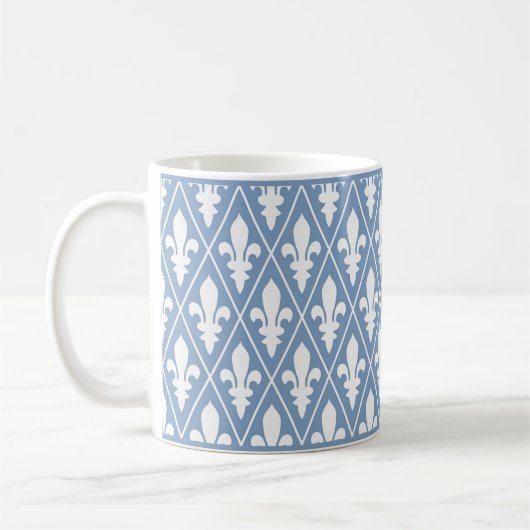 Blue Fleur-de-Lys Lattice Koffie Mok (Links)