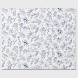 blue fleurs de saison cadeaupapier