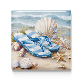 Blue Flip Flops Beach Fridge Magnet | Magnet