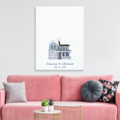 Blue Floating Home Fingerprint Guestbook Canvas Afdruk (Insitu (Woonkamer))