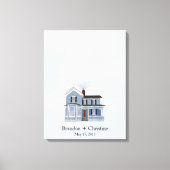 Blue Floating Home Fingerprint Guestbook Canvas Afdruk (Voorkant)