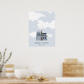 Blue Floating Home Fingerprint Guestbook Poster (Keuken)