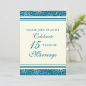 Blue Floral 15th Jubileum Party Invitation Kaart (Staand voorkant)