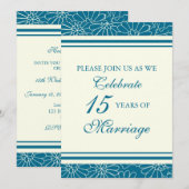 Blue Floral 15th Jubileum Party Invitation Kaart (Voorkant / Achterkant)