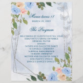 Blue Floral 18 Candles and Rozen Ceremony Programm (Voorkant)