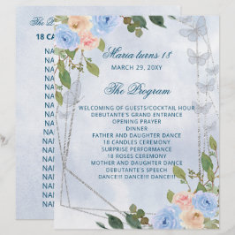 Blue Floral 18 Candles and Rozen Ceremony Programm