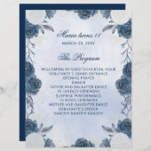 Blue Floral 18 Candles and Rozen Ceremony Programm (Voorkant / Achterkant)