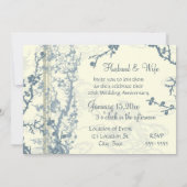 Blue Floral 20th Jubileum Invitation Kaart (Achterkant)