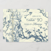 Blue Floral 20th Jubileum Invitation Kaart (Voorkant / Achterkant)