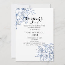  Blue Floral 50ste huwelijksverjaardag