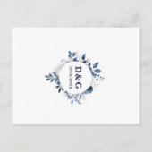 Blue Floral 50th Wedding Jubileum Bewaar de datum Briefkaart (Achterkant)