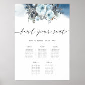 Blue Floral 5 tafel of minder zitplaatsen kaart te Poster (Voorkant)