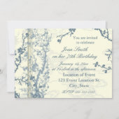 Blue Floral 70th Birthday Party Invitation Cards Kaart (Achterkant)