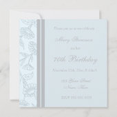 Blue Floral 70th Birthday Party Kaart (Achterkant)