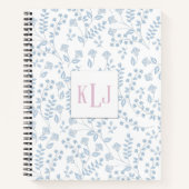Blue Floral 8,5-inch x 11-inch spiral Notitieboek (Voorkant)