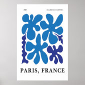 Blue Floral Abstract Art Print 1950s Paris (Voorkant)