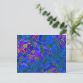 Blue Floral Abstract Briefkaart (Staand voorkant)