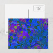 Blue Floral Abstract Briefkaart (Voorkant / Achterkant)