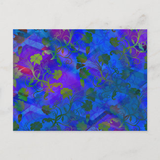 Blue Floral Abstract Briefkaart