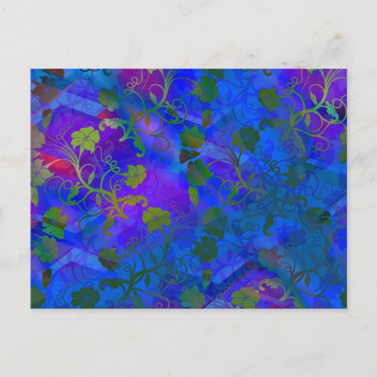 Blue Floral Abstract Briefkaart (Voorkant)