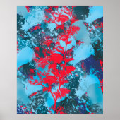 Blue Floral Abstract Poster (Voorkant)