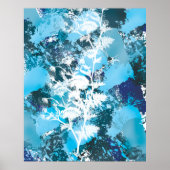 Blue Floral Abstract Poster (Voorkant)