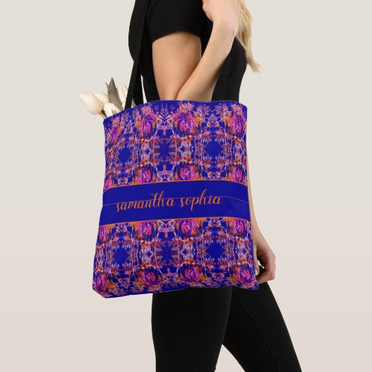 Blue Floral Abstract Tote Bag (Dichtbij)
