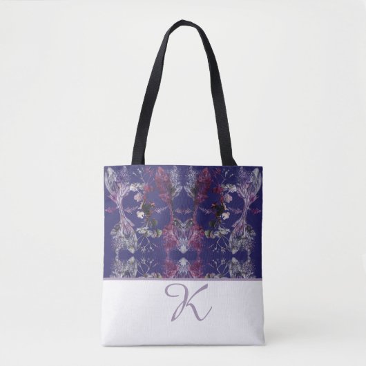 Blue Floral Abstract Tote Bag (Voorkant)