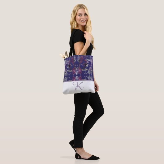 Blue Floral Abstract Tote Bag (Op model)