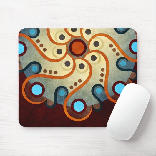 Blue Floral Abstract Vector Art Mousepad Muismat (Met muis)