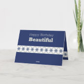 Blue Floral Accented Kaart (Achterkant)