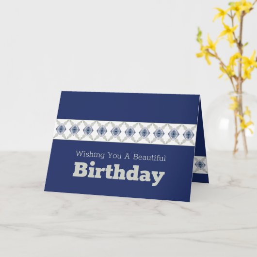 Blue Floral Accented Kaart (Gele Bloem)