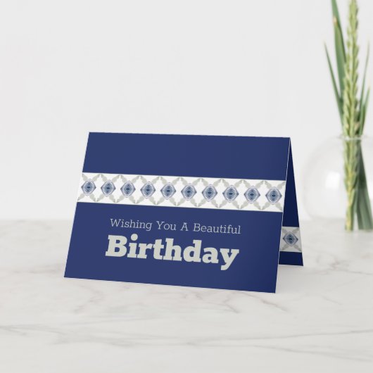 Blue Floral Accented Kaart (Voorkant)