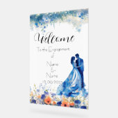 Blue Floral acryl Verloving teken Bord (Hoek)