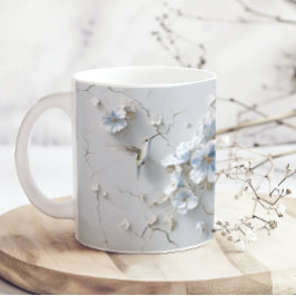 Blue Floral Add Name Hummingbird Coffee Mug Koffiemok