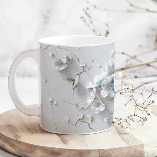 Blue Floral Add Name Hummingbird Coffee Mug Koffiemok