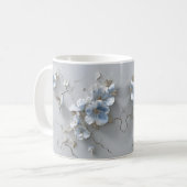 Blue Floral Add Name Hummingbird Coffee Mug Koffiemok (Voorkant links)
