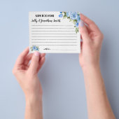 Blue Floral Advice voor Baby shower van mama en pa Flyer (Hand)