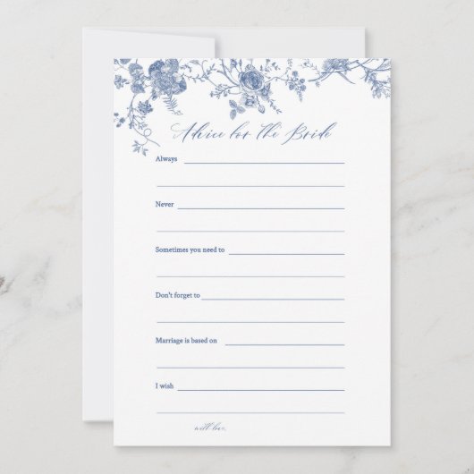 Blue Floral Advies voor de bruid Kaarten (Voorkant)