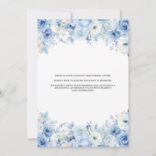 Blue Floral Afternoon Tea Verjaardagsfeest Kaart (Achterkant)