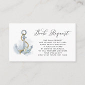 Blue Floral Anchor Nautical Baby Book Request Kaar Plaatskaartje (Voorkant)