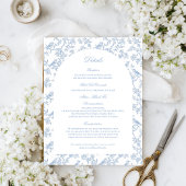 Blue Floral and Bird Toile Details Enclosure Cards Informatiekaartje