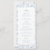 Blue Floral and Bird Toile Wedding Menu Card (Voorkant)